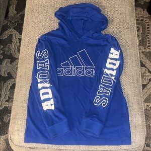 Adidas Royal Blue Hoodie with Bold White Accents
